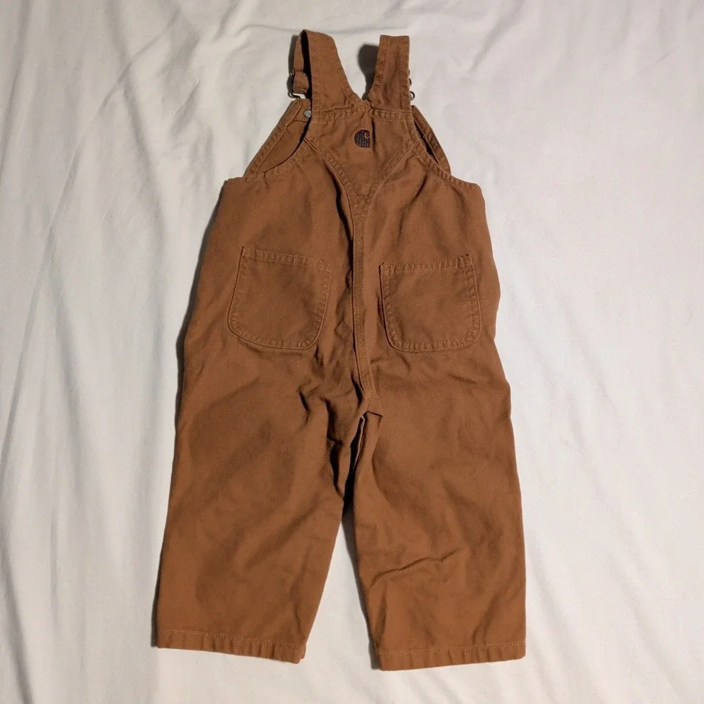 Carhartt Bib Overalls Baby Toddler 18M Months Classic Brown Duck Snap Legs